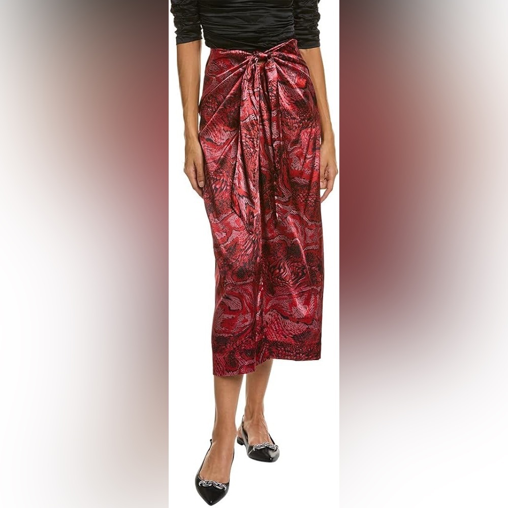 Ganni satin silk blend midi skirt